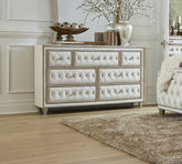 Coaster Antonella 7-drawer Upholstered Dresser Ivory and Camel Model 223523